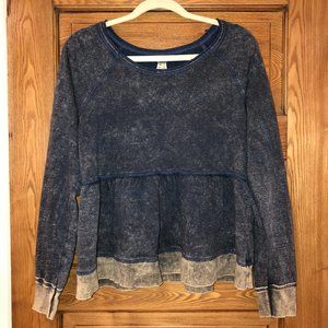 Free People Acid Wash Peplum Sweatshirt